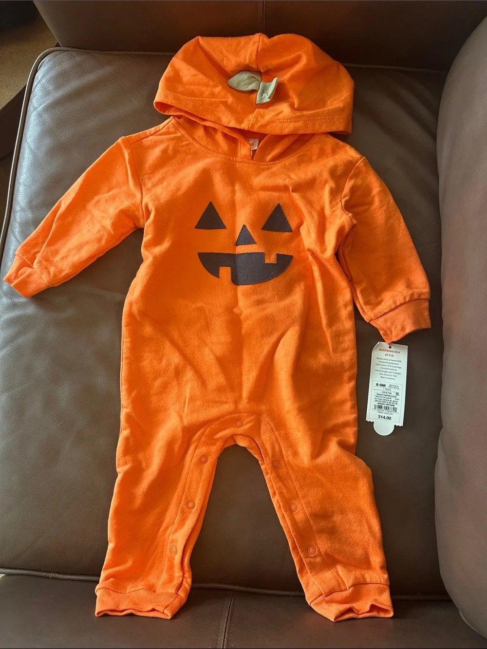 Carter's Orange Pumpkin Hooded Baby Romper & White Ghost Bodysuit Set